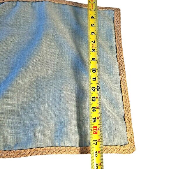 Stratford Home Throw Pillow Covers Braided Jute Trim Sea Foam Green Gray Coastal - Picture 7 of 7